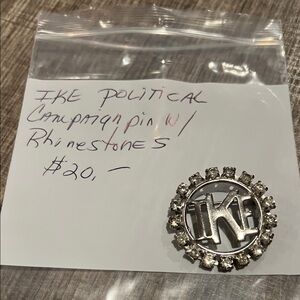 Silver Rhinestone Pin with 'K' Initial